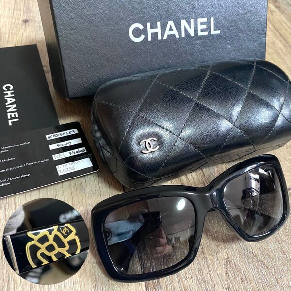 本物☆CHANEL シャネル ココマーク カメリア ロゴ サングラス ブラック 黒 アイウェア グラサン ヴィンテージ オールド レディース メンズ