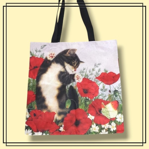 トートバッグ エコバッグ 大容量 ショッピング ショルダー 肩がけ ねこ柄 イラスト 花柄 リネン バッグ 軽量 通勤 通学 アート マザーズ