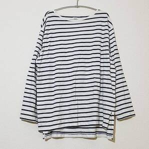 Ungrid ボートネックボーダーロングスリーブTee ホワイト ネイビー ストライプ F アングリッド マークスタイラー ロンT Tシャツ