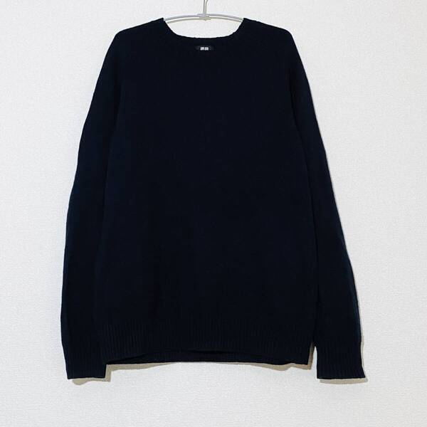 ユニクロ プレミアム ラム クルーネック セーター 長袖 NAVY XL UNIQLO 351-460940 ニット ウール100% GU ジーユー