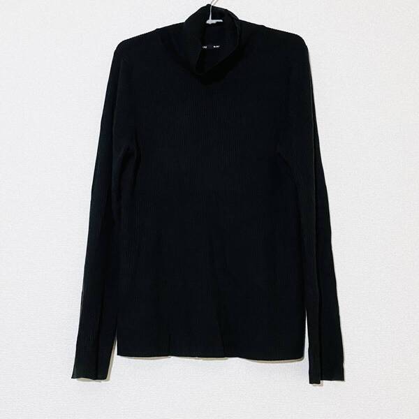 GU women リブ タートルネック セーター ブラック XL 251-351312 ジーユー ニット インナー レイヤー 長袖 ユニクロ UNIQLO
