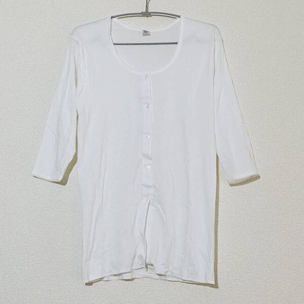 未使用 GUNZE GQ-1 長袖 前開 シャツ ホワイト M グンゼ インナーウェア ルーム Tシャツ 五分袖 アンダーシャツ アンダーウェア