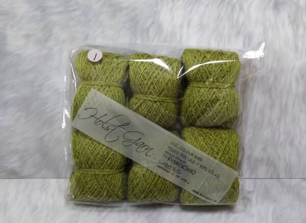 輸入 毛糸 Holst Garn ホルストガーン ワンカラーバッグ TIDES タイズ ウール70% シルク30% 約200g Pistachio 海外 (1)