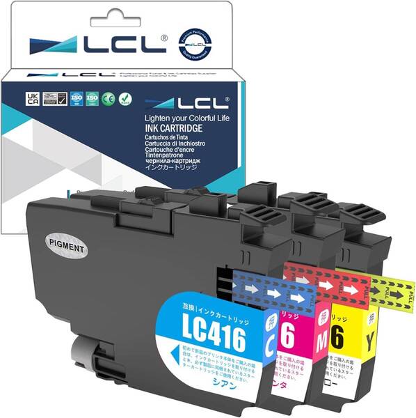 Brother用 ブラザー用 LC416 LC416C LC416M LC416Y 顔料 (3色セット シアン マゼンタ イエロー) 互換インクカートリッジ