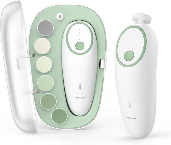 Momcozy 赤ちゃん つめやすり 電動 ベビー 爪切り セット LEDライト付き 7種類交換ヘッド 新生児 子供 つめきり 出産準備