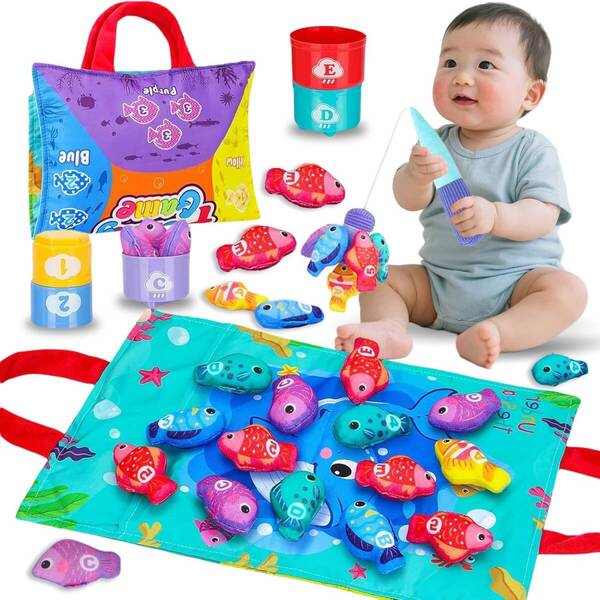 赤ちゃん おもちゃ 知育玩具 モンテッソーリ 釣り 玩具 布製 幼児 釣り遊び 子供 男の子 女の子 1 2 3 4 歳 誕生日 クリスマス 新年
