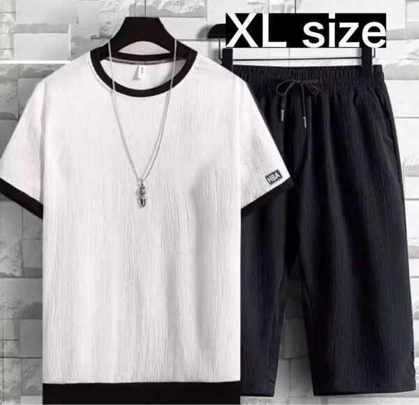 セットアップ 上下セット Tシャツ ズボン メンズ ホワイト 白 XL