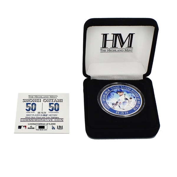 大谷翔平 50/50 達成記念 シルバーコイン ハイランドミント The Highland Mint ロサンゼルス・ドジャース 数量限定 シリアルナンバー入り