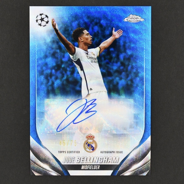 75枚 ジュード・ベリンガム 直筆サインカード 2023-24 Topps Chrome UEFA Club Competitions Jude Bellingham CA-JB Blue Wave Refractor