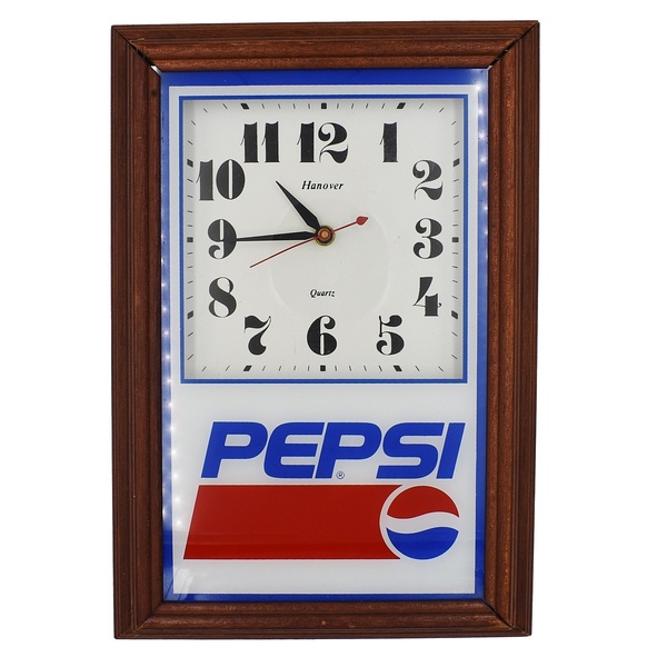 ペプシ PEPSI ハノーファー HANOVER 壁掛け時計 ウォールクロック 木製フレーム クォーツ アナログ ヴィンテージ ビンテージ 動作確認済み