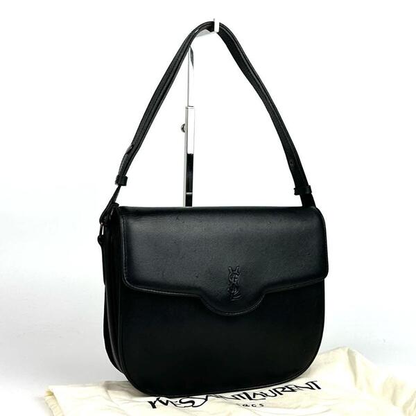 美品■Yves Saint Laurent イヴサンローラン ショルダーバッグ 2way YSL カサンドラ 斜め掛け サフィアーノ レザー 黒 ブラック フォーマル
