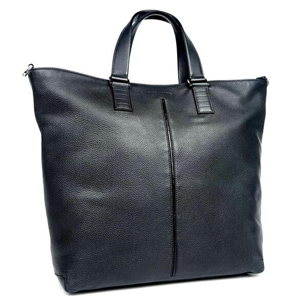 【美品】Dior HOMME ディオール オム トートバッグ ロゴ型押し シルバー金具 ハンドバッグ シボ革 レザー 黒色 ブラック 男女兼用 A4可能