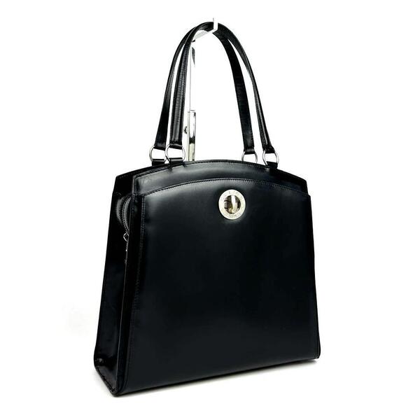 【美品】CELINE セリーヌ トートバッグ サークル ターンロック 肩掛け シルバー金具 カーフレザー ブラック 黒色 フォーマル 男女兼用
