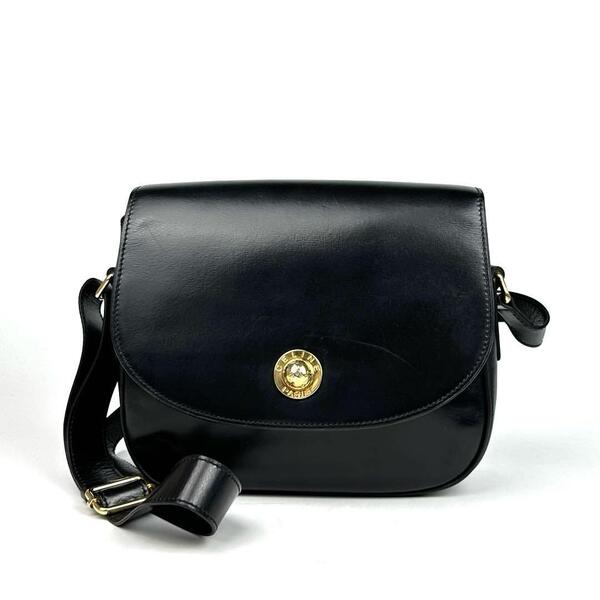 【美品】CELINE セリーヌ ショルダーバッグ スターボール ゴールド金具 斜め掛け 肩掛け カーフレザー 黒色 ブラック フォーマル 男女兼用
