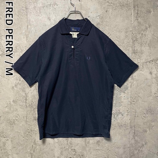 *フレッドペリー エディフィス別注 半袖ポロシャツ ローレル刺繍 ロゴ刺繍 紺 ネイビー Mサイズ FRED PERRY