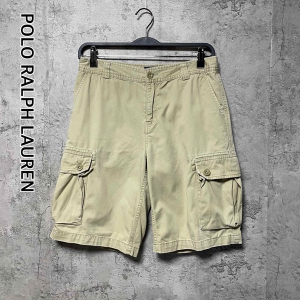 *現行タグ ポロラルフローレン ハーフパンツ ハーフポロチノ カーゴパンツ ベージュ系 S-M相当 POLO RALPH LAUREN