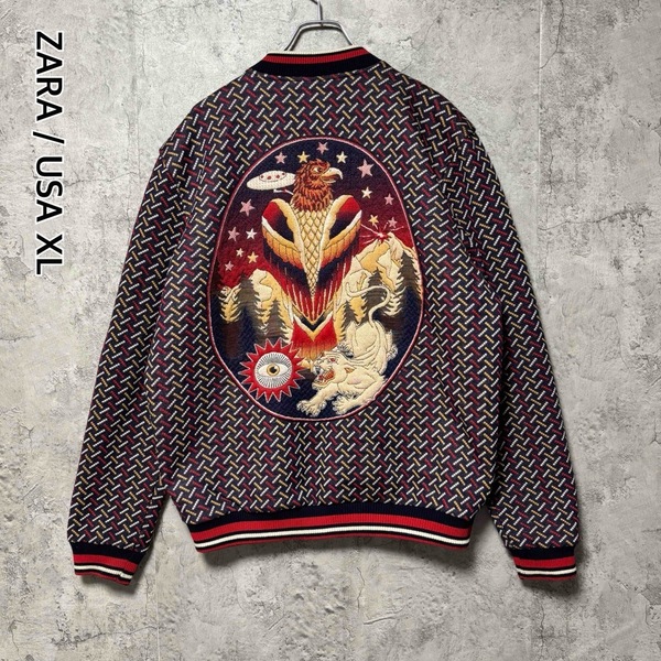 * 【完売品】ZARA ザラ 総刺繍 ジャガード ブルゾン アウター 蛇 虎 鷲 メンズXL