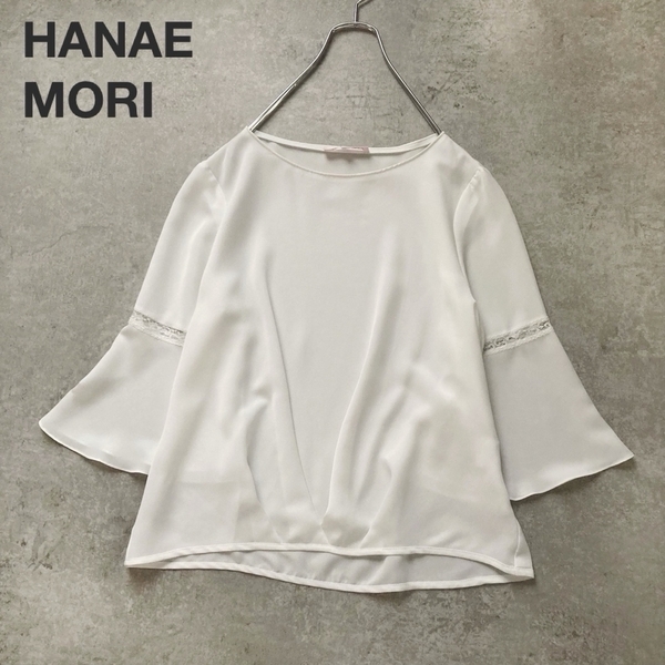 *ハナエモリ アルマアンローズ シフォンブラウス プルオーバー とろみ素材 ホワイト 白 38サイズ 日本製 HANAE MORI ALMA EN ROSE