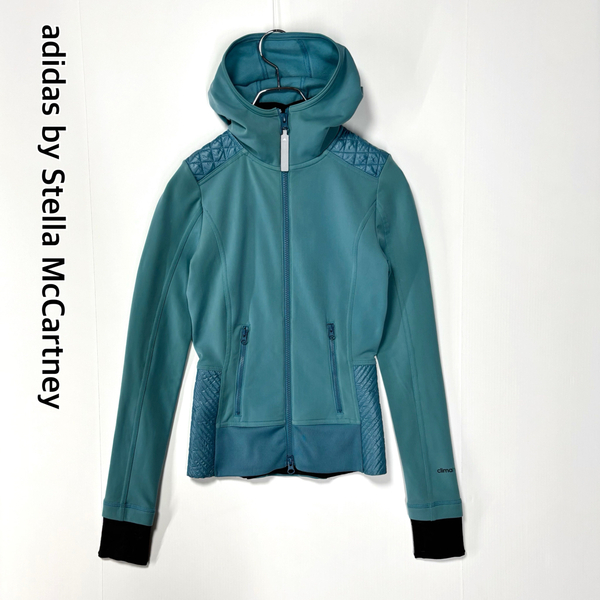 *アディダス ステラマッカートニー ジップパーカー キルティング切替 青緑系 XSサイズ adidas by Stella McCartney