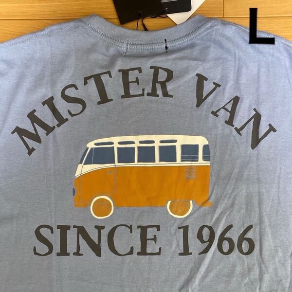 L ミスターヴァン MR.VAN 新品 半袖Tシャツ トップス 本体綿100% タイプ2風バックプリント ワーゲンバス 旧車 メンズ アウトドア レトロ