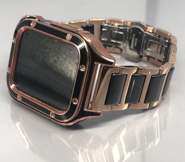 ブラック rg アップルウォッチバンド ステンレスベルト セラミック 保護 画面保護 カバー ケース 40mm 41mm 44mm 45mm Apple Watch