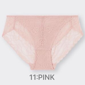 セクシー新品ジーユー下着インナー GUくすみ11:PINKピンクMサイズ 総レースショーツ レギュラー ストレッチ花柄レース シースルー可愛い