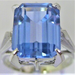 【東京 谷中 質屋おぢさん】K14WG 14金ホワイトゴールド リング 指輪 青石入 約13×10mm