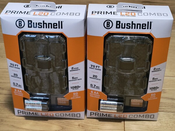 【開封済・未使用】【2個セット】Bushnell PRIME L20 COMBO NO GLOW トレイルカメラ 20MP 1080p HDビデオ 防水防塵 電池/16GB SD付