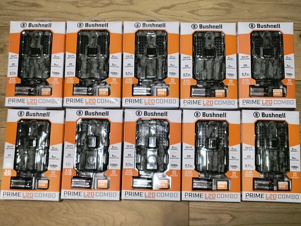【開封済・未使用】【10個セット】Bushnell PRIME L20 COMBO NO GLOW トレイルカメラ 20MP 1080p HDビデオ 防水防塵 電池/16GB SD付