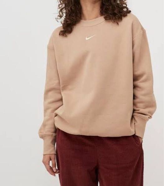 S 新品 ナイキ スウェット クルー オーバーサイズ ベージュ 裏起毛 フェニックス NIKE レディース フリース プルオーバー