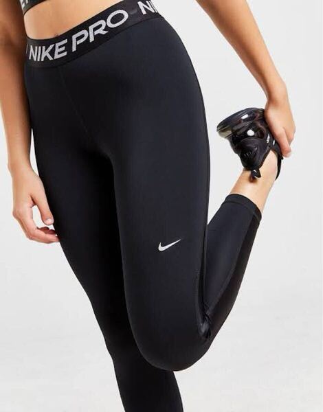 S 新品 ナイキ NIKE PRO プロ DRI-FIT スポーツタイツ 7/8 ミッドライズ スポーツタイツ スパッツ レギンス シャイン 黒 シルバー