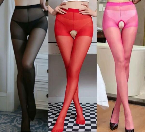 NO441 パンティストッキング オープンクロッチ セクシー 美脚 パンスト美脚誘惑透け透け 3枚セット 穴あきストッキング美足