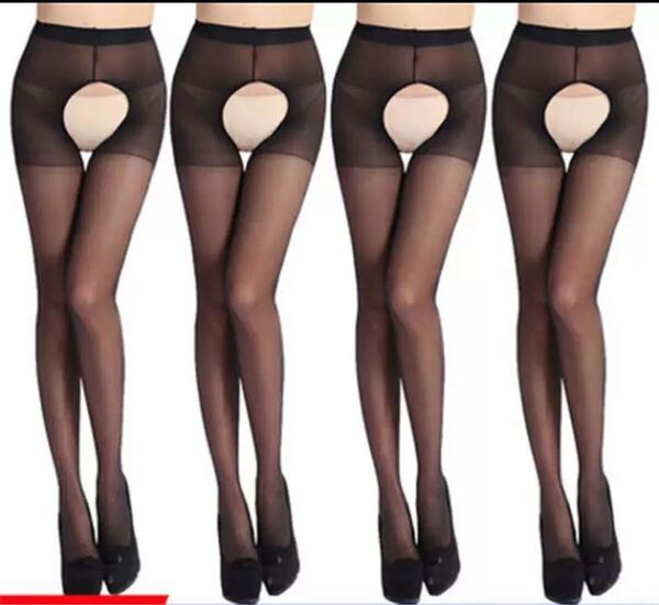 NO441 パンティストッキング オープンクロッチ セクシー 美脚 パンスト美脚誘惑透け透け 4枚セット 穴あきストッキング美足