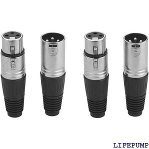 EIGHTNOO XLR 3ピン オス メス マイク ケーブル コネクタ メタル プラスチック 2オス+2メス 12737