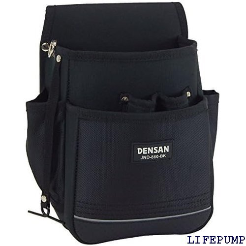 ジェフコム Jef デンサン 電工プロキャンバスポーチ ダードタイプ 2段+4ホルダー腰袋 JND-860-BK 13201