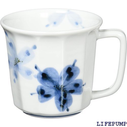 波佐見焼 かるがる 軽量 マグカップ 呉須花絵柄 青色 電子レンジ可 食洗機可 日本製 32021 13991