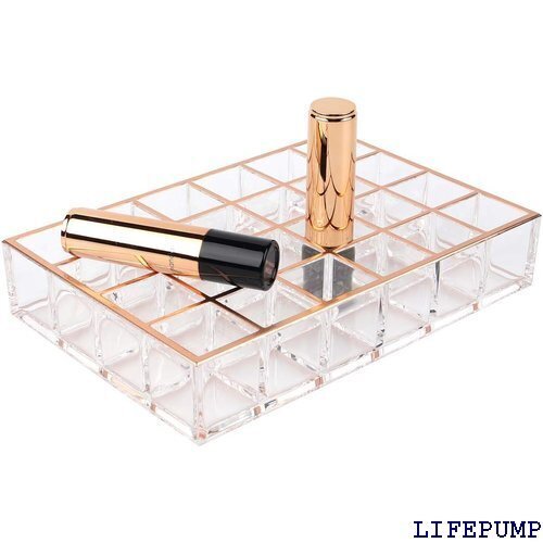 Moosy Life 月光 ピンクゴールド アクリル リップスタンド 収納 24仕切り ML03 14065