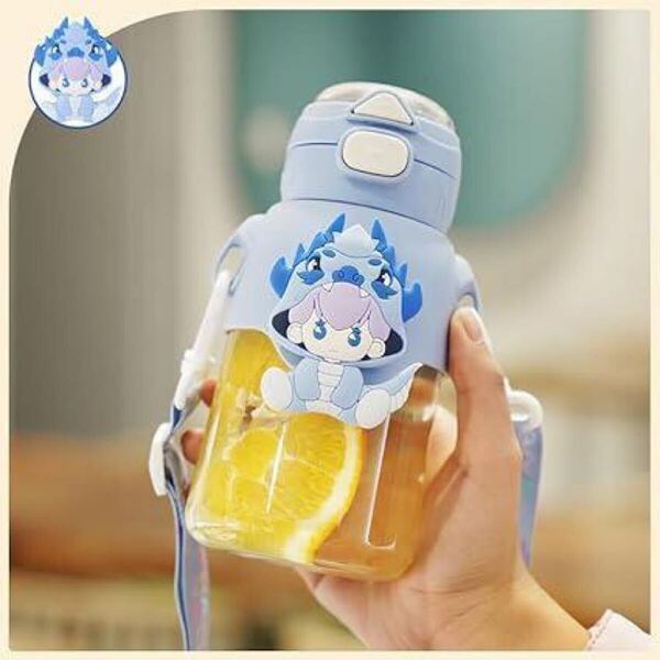 子供 水筒 小学生 飲料水ボトル 650ml クリアボトル 青