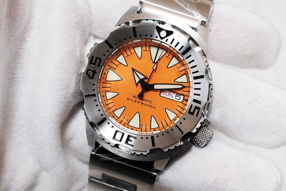 42mm Tandorio Monster Orange Dial Day date NH36 Automatic