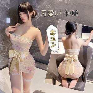 リボン 超かわいいチューブトップ 和服 セクシーランジェリー レース 透け透けコスチューム ベビードール ボディコン ミニ丈 ワンピース