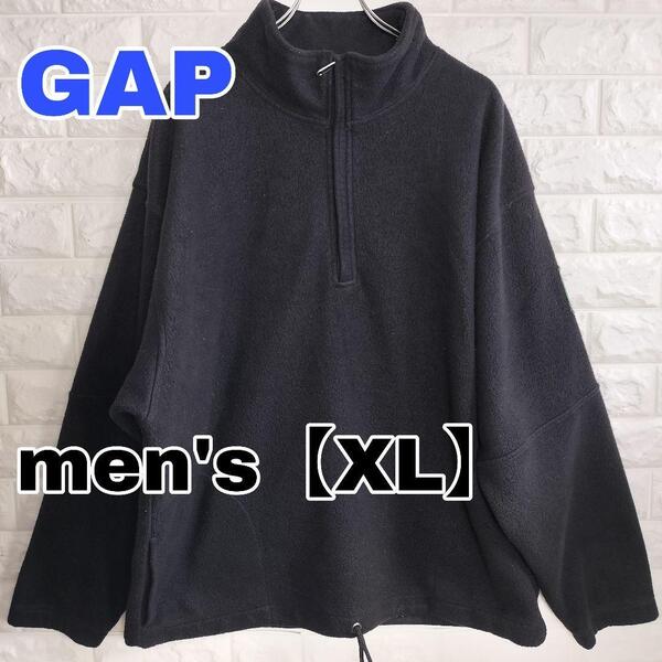 C650【GAP】ハーフジップジャケット プルオーバー【メンズXL】ブラック