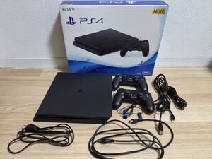 【中古PS4本体】パッド2個+ケーブル付 500GB CUH-2100A ジェットブラック 初期化済み SONY ソニー PlayStation4 プレイステーション4