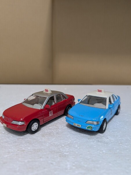 1990年代希少 韓国ミニカー 起亜 キア セフィア SEPHIA GLX 香港 タクシー 仕様 Korea CAR ミニカー 当時物 ファミリアベース 2台セット