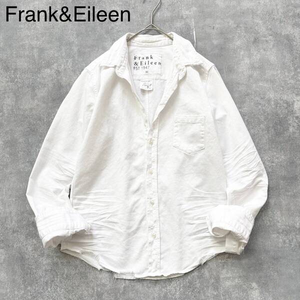 yB112 Frank&Eileen BARRY ストーンウォッシュドインディゴ ホワイトシャツ 長袖 ダンガリーシャツ バリー ダメージシャツ