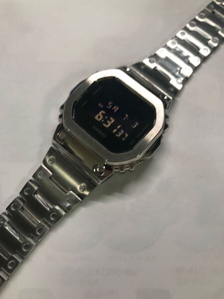 g-shock dw5600bb-1er 純正モジュール使用 メタルベゼル、ベルト フルメタル カスタム 完成品
