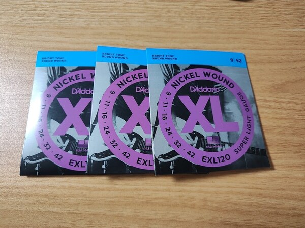 【3個】D'Addario ダダリオ EXL120 エレキ弦 .009-.042