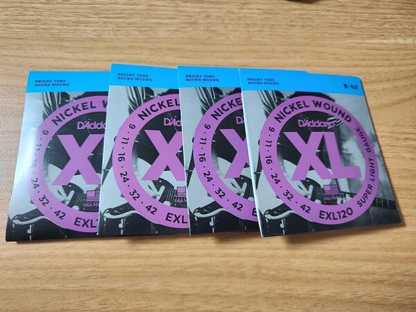 【4個】D'Addario ダダリオ EXL120 エレキ弦 .009-.042