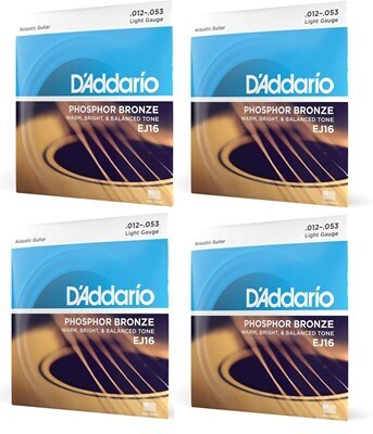 【4個】D'Addario ダダリオ EJ16 アコギ弦 .012-.053