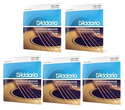 【5個】D'Addario ダダリオ EJ16 アコギ弦 .012-.053