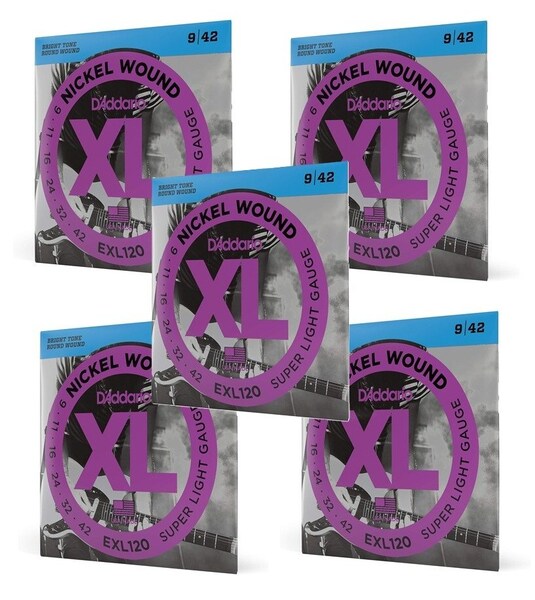 【5個】D'Addario ダダリオ EXL120 エレキ弦 .009-.042